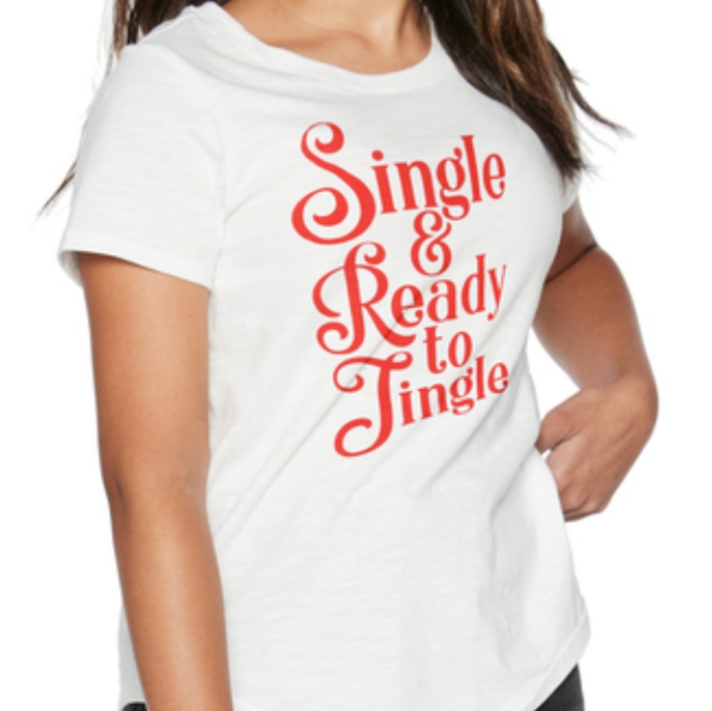 BOGO NWT GILDAN ACTIVEWEAR Cotton Christmas Single & Ready To Jingle Teeshirt - Picture 3 of 4